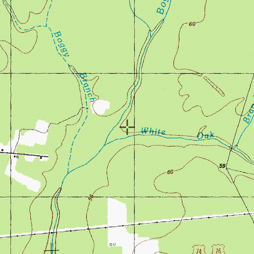Topographic Map of White Oak Branch, NC