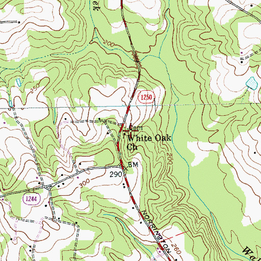 Topographic Map of White Oak Church, NC