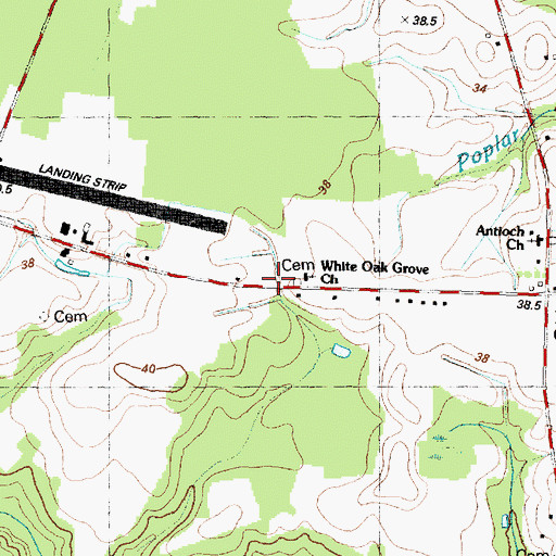 Topographic Map of White Oak Church, NC