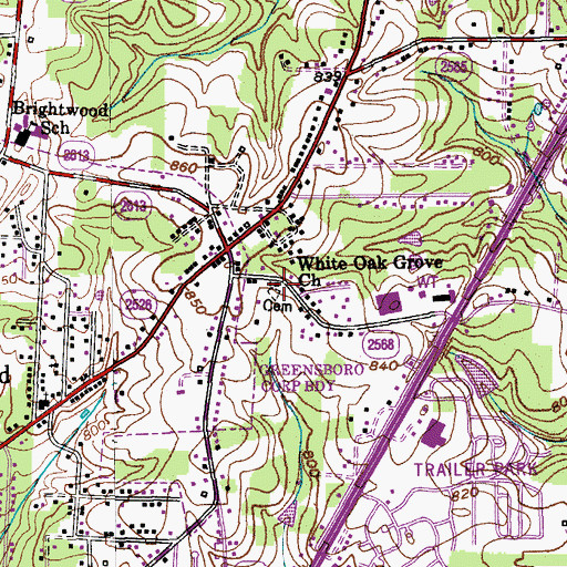 Topographic Map of White Oak Grove Church, NC