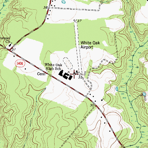 Topographic Map of White Oak High School, NC