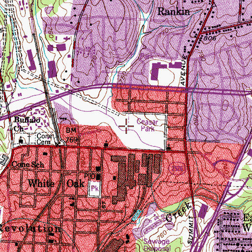 Topographic Map of White Oak Lake, NC