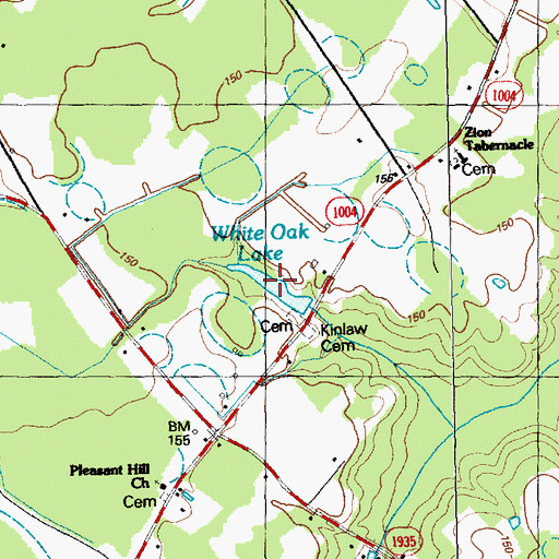 Topographic Map of White Oak Lake, NC