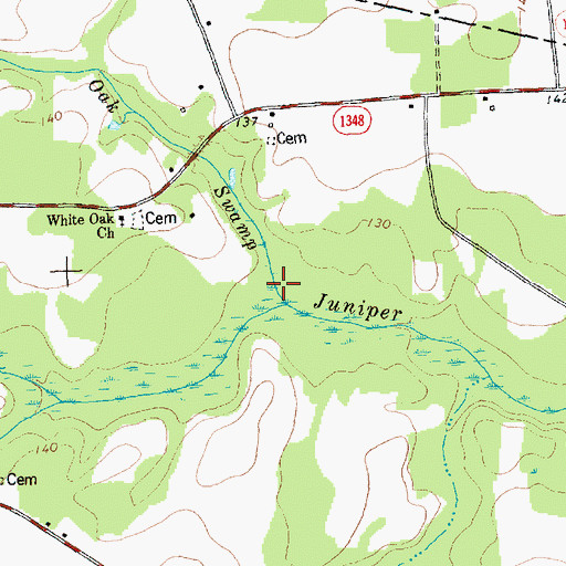 Topographic Map of White Oak Swamp, NC