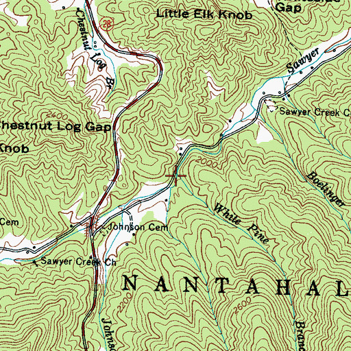 Topographic Map of White Pine Branch, NC