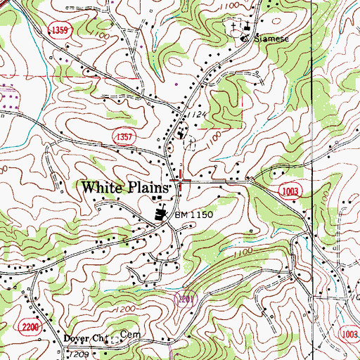 Topographic Map of White Plains, NC