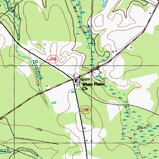 Topographic Map of White Plains Church, NC