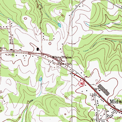 Topographic Map of White Plains Church, NC