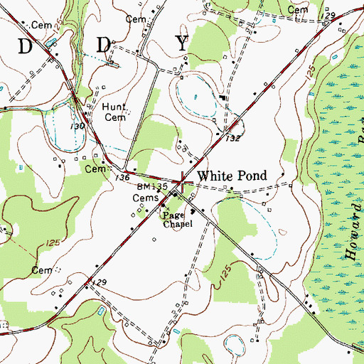Topographic Map of White Pond, NC