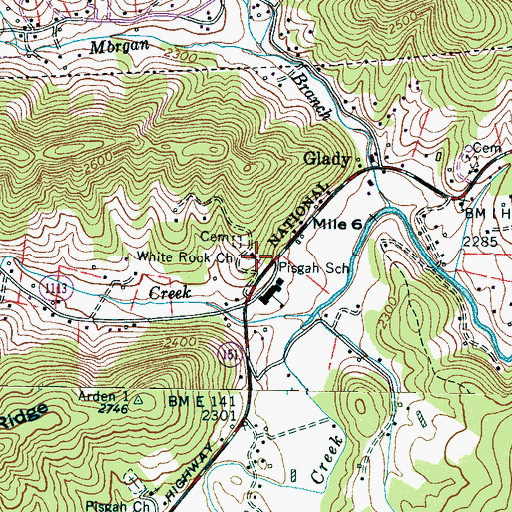 Topographic Map of White Rock Church, NC