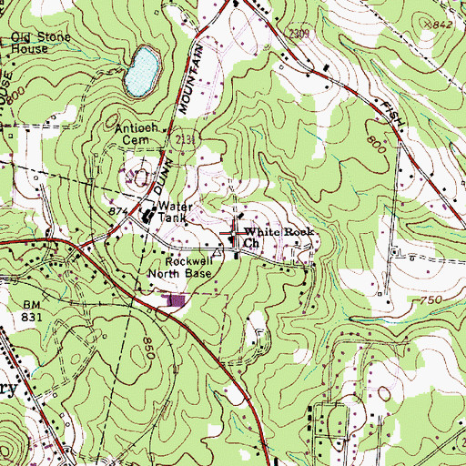 Topographic Map of White Rock Church, NC