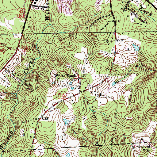 Topographic Map of White Rock Church, NC