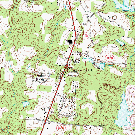 Topographic Map of White Rock Church, NC