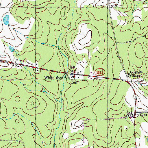 Topographic Map of White Rock Church, NC