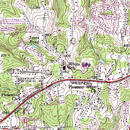 Topographic Map of White Rock School, NC