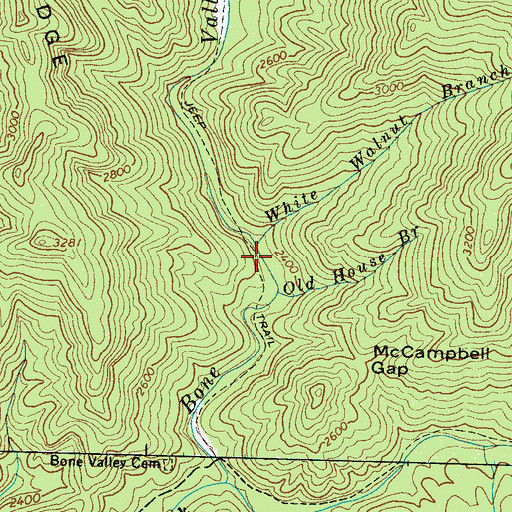 Topographic Map of White Walnut Branch, NC
