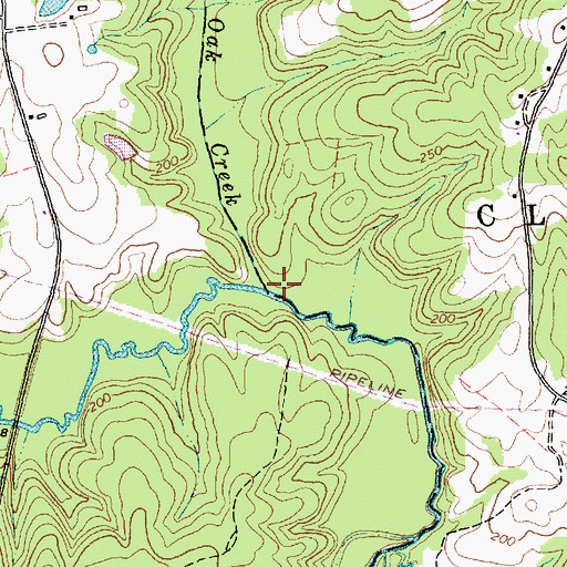 Topographic Map of Whiteoak Creek, NC
