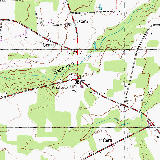 Topographic Map of Whiteoak Hill Church, NC