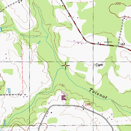 Topographic Map of Whiteoak Swamp, NC