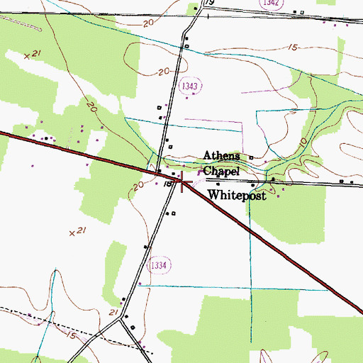 Topographic Map of Whitepost, NC