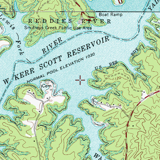 Topographic Map of Whites Creek, NC