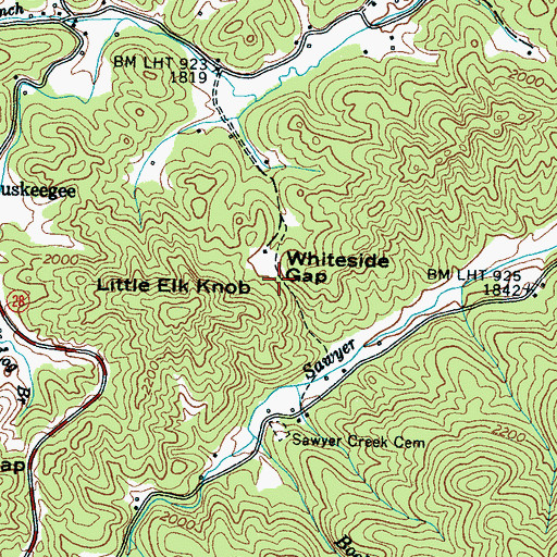 Topographic Map of Whiteside Gap, NC