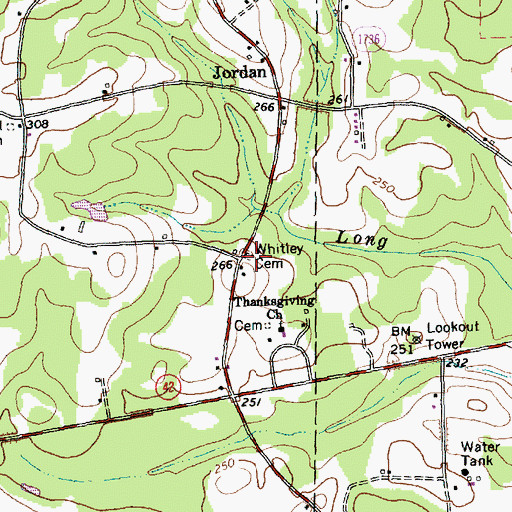 Topographic Map of Whitley Cemetery, NC