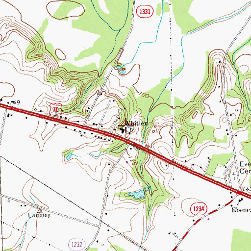 Topographic Map of Whitley Church, NC