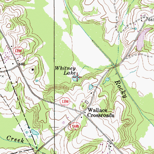 Topographic Map of Whitney Lake, NC