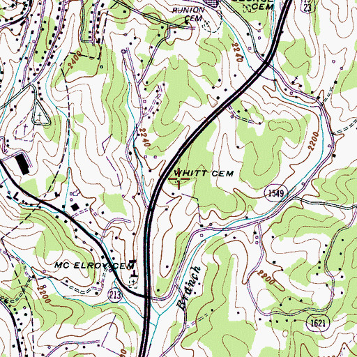 Topographic Map of Whitt Cemetery, NC