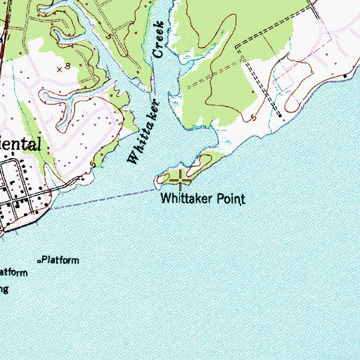 Topographic Map of Whittaker Point, NC