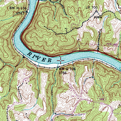 Topographic Map of Whittier Branch, NC