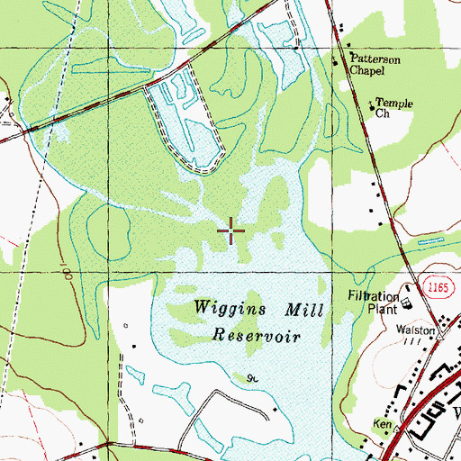 Topographic Map of Wiggins Mill Reservoir, NC