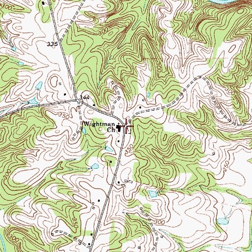 Topographic Map of Wightman Church, NC