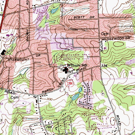 Topographic Map of Wilburn School, NC