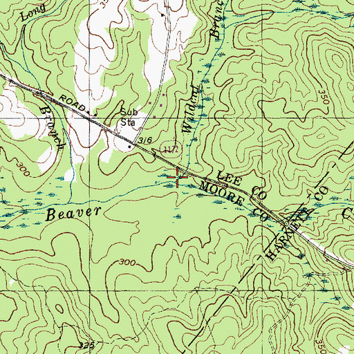 Topographic Map of Wildcat Branch, NC