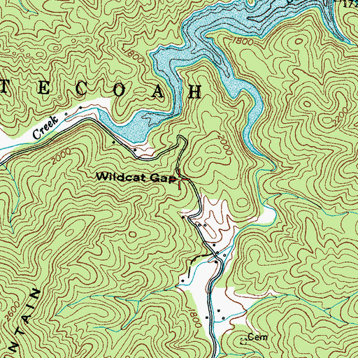 Topographic Map of Wildcat Gap, NC