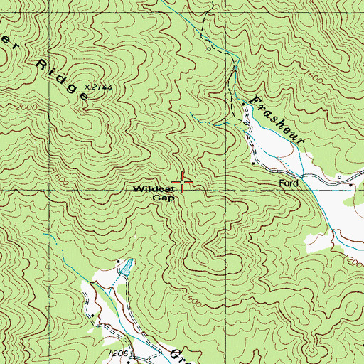 Topographic Map of Wildcat Gap, NC