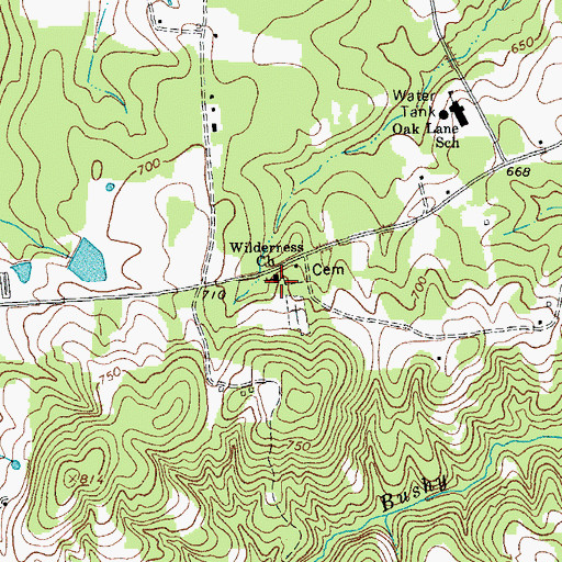 Topographic Map of Wilderness Church, NC