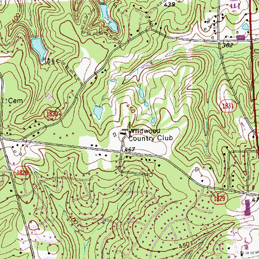 Topographic Map of Wildwood Country Club, NC