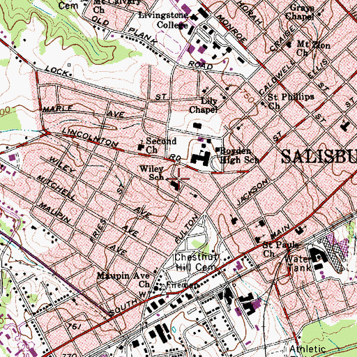 Topographic Map of Calvin H Wiley School, NC