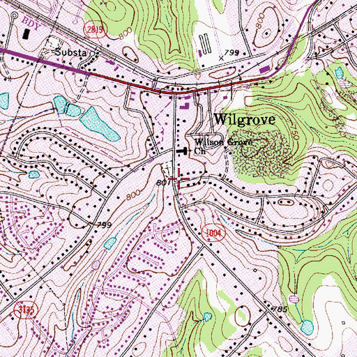 Topographic Map of Wilgrove, NC