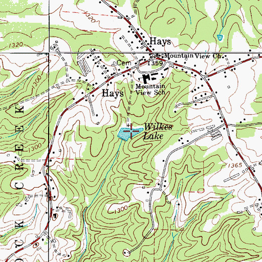 Topographic Map of Wilkes Lake, NC