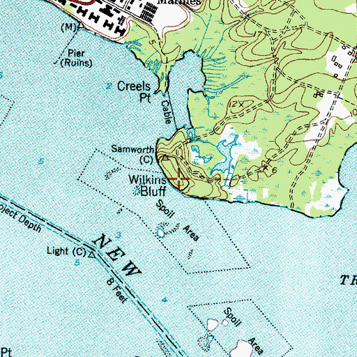 Topographic Map of Wilkins Bluff, NC