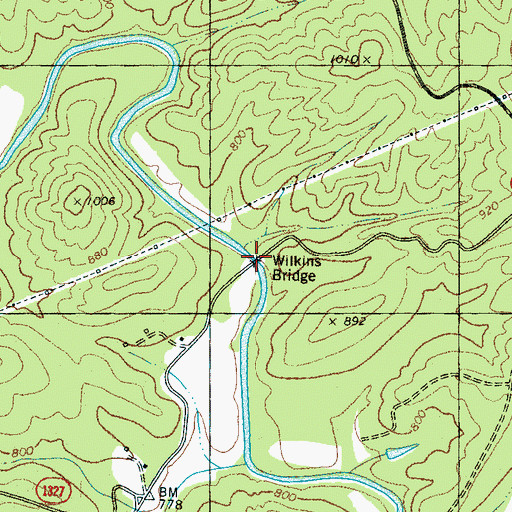 Topographic Map of Wilkins Bridge, NC
