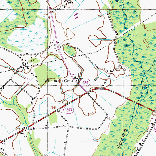 Topographic Map of Wilkinson Cemetery, NC
