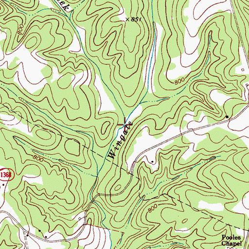 Topographic Map of Wilkinson Creek, NC