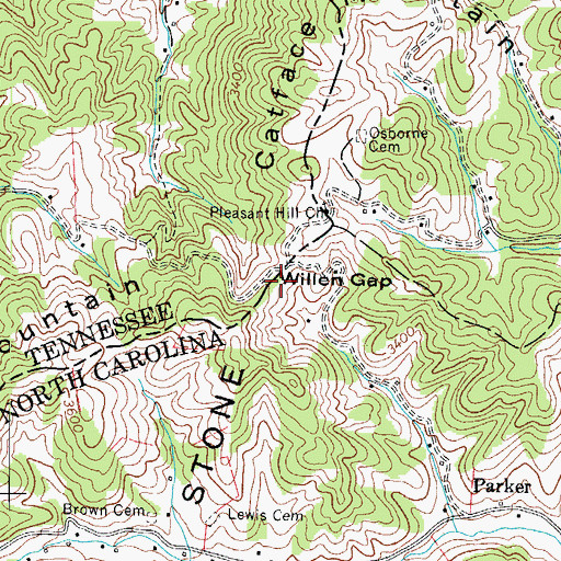 Topographic Map of Willen Gap, NC