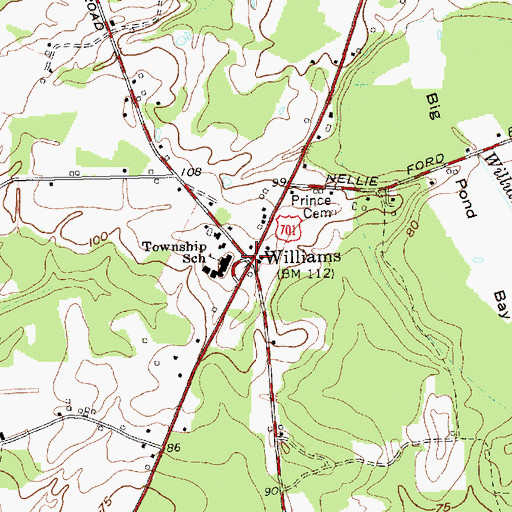 Topographic Map of Williams, NC