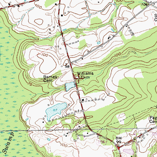Topographic Map of Williams Cemetery, NC